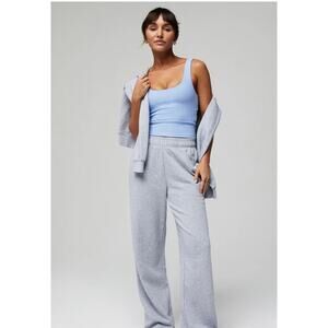 NWT Fabletics Women Year Round Terry Wide Leg Sweatpants XL Light Gray 12/14 $70